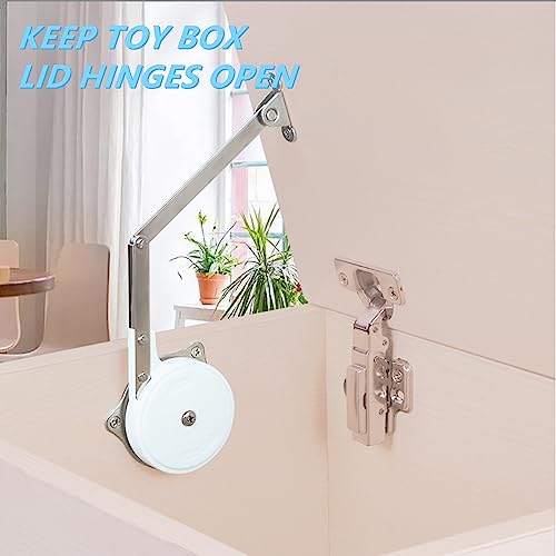 Soft Close Lid Stay Hinges for Toy Box Top-Opening Flap Doors, 2 Pack V9675