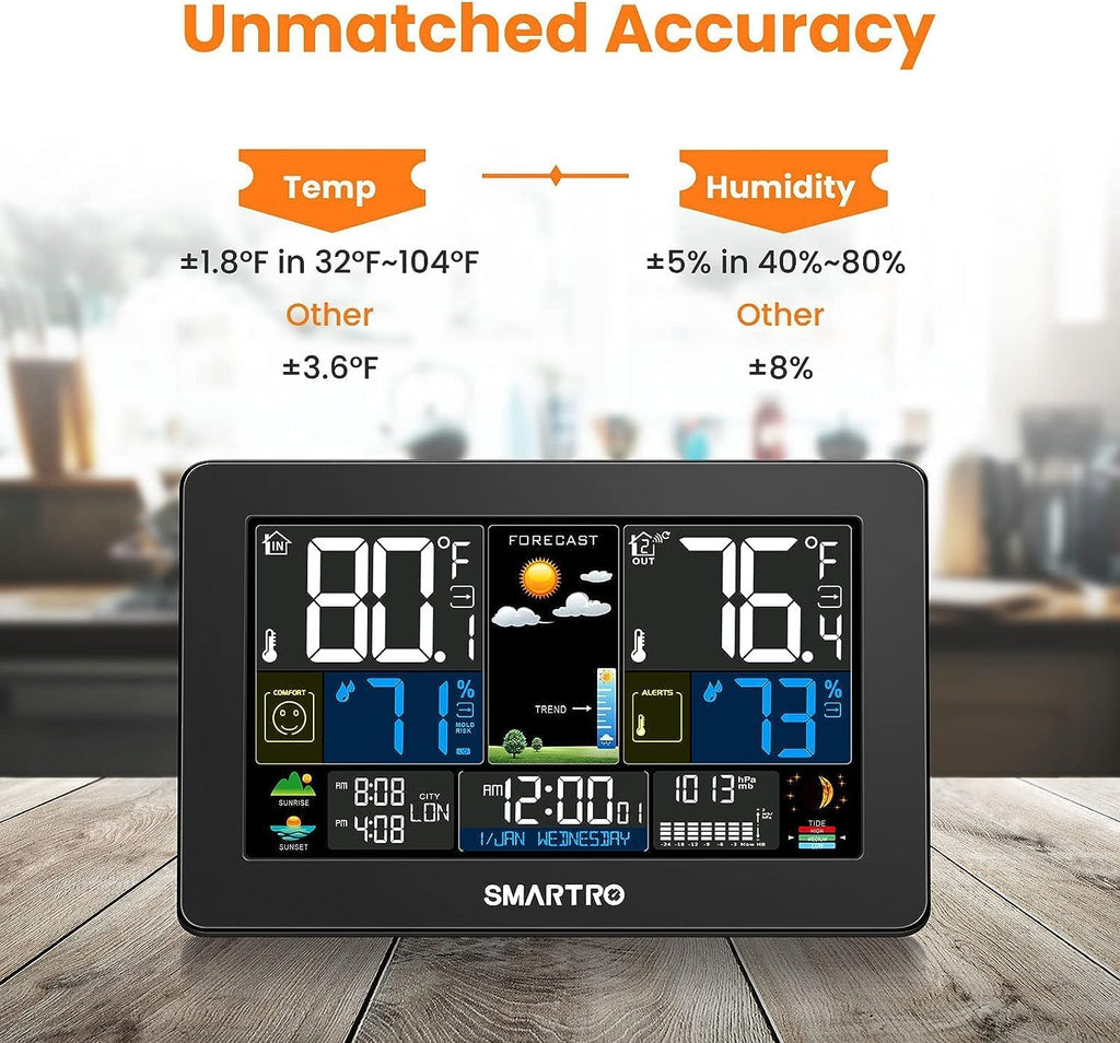 Wireless Indoor Outdoor Thermometer with Large Color Display and Humidity Monitor V409272
