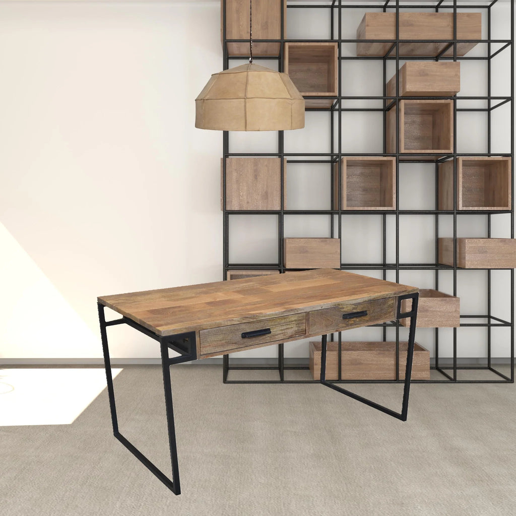 Solid Wood Writing Desk with Two Drawers N9714