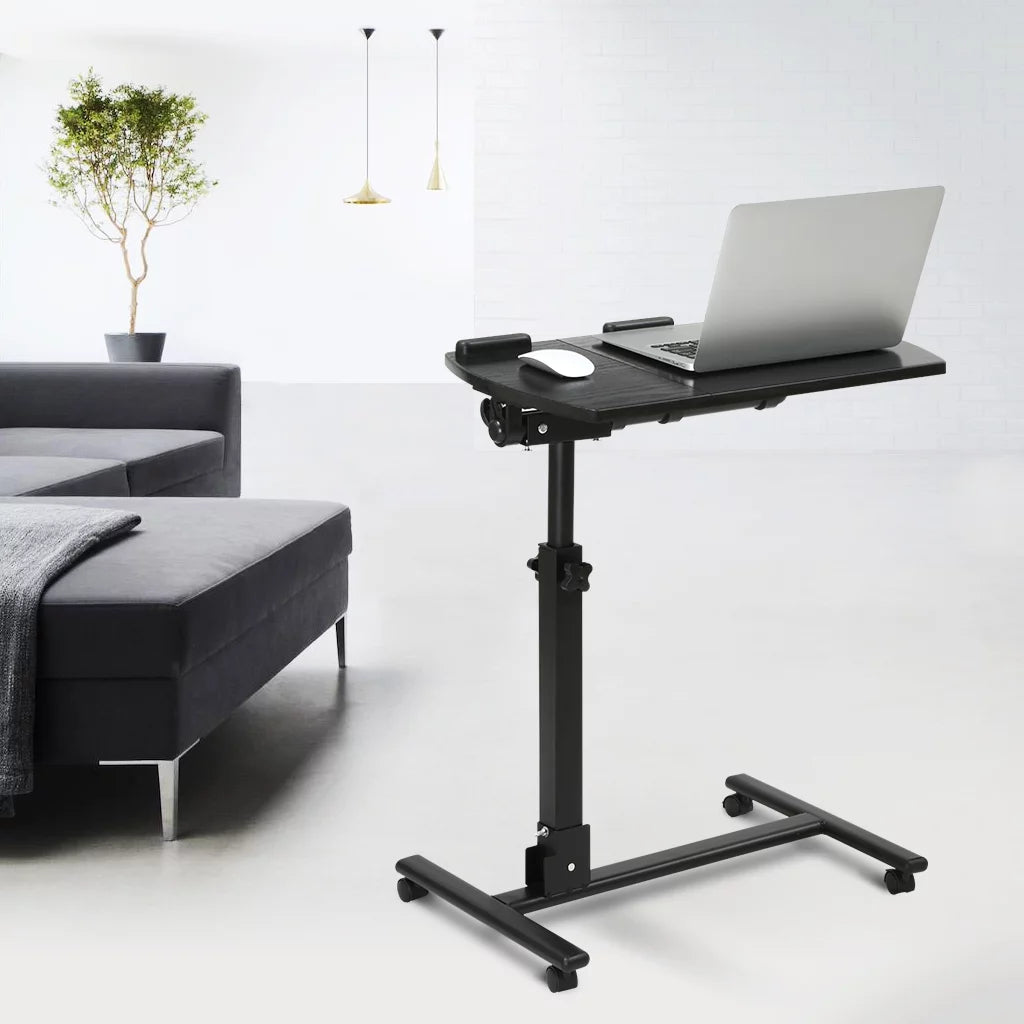 Height Adjustable Mobile Laptop Desk, Black Walnut W461