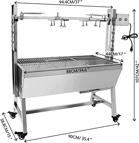 Stainless Steel Rotisserie Grill for Outdoor BBQ Camping Y392609