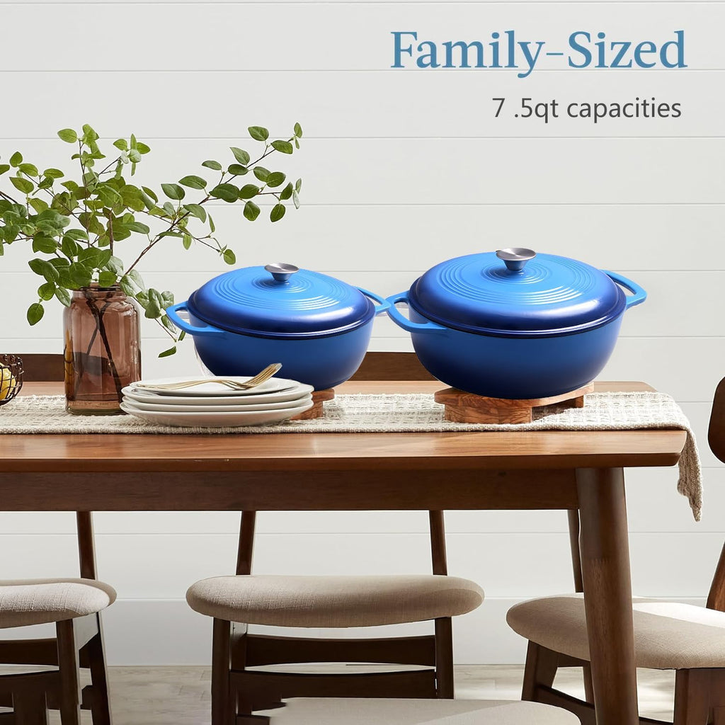 7.5 Quart Enamel Cast-Iron Round Dutch Oven with Lid Y15328