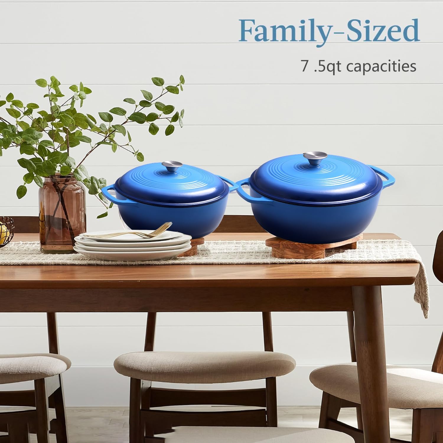 7.5 Quart Enamel Cast-Iron Round Dutch Oven with Lid Y15328