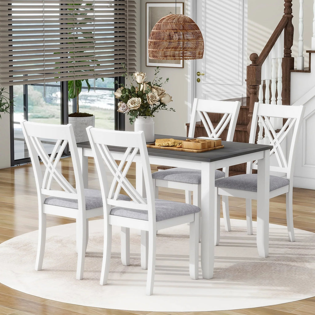 5-Piece Wood Dining Table Set with 4 Chairs C263940
