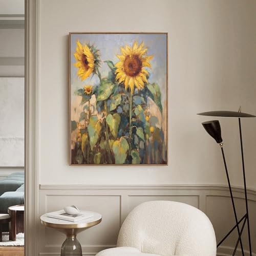 Colorful Sunflower Canvas Oil Painting Wall Art, 80 x 60 in, Unstretched K867175
