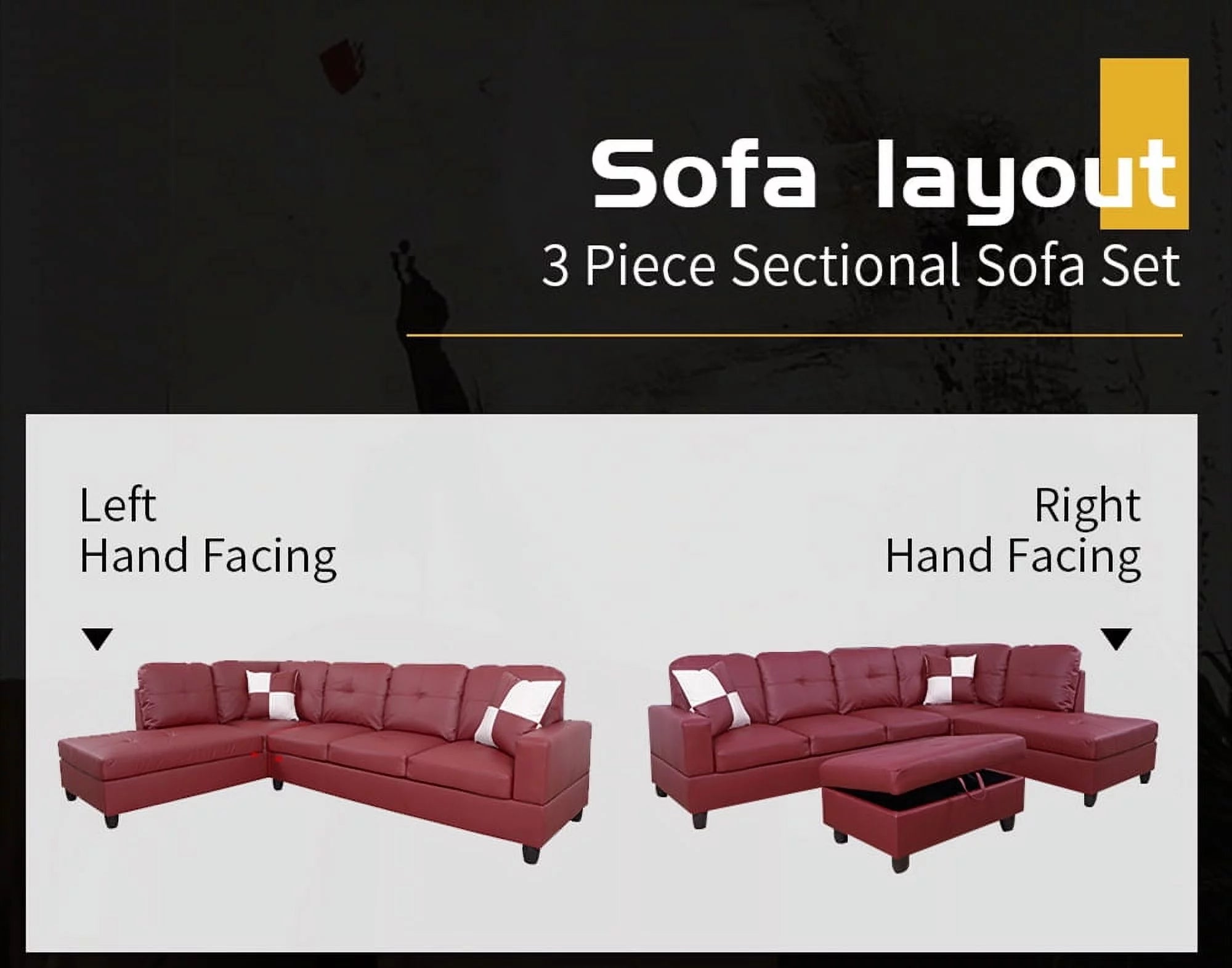 Right Hand Facing Sectional Sofa Red G339608