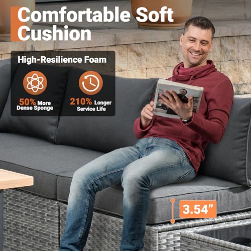 9 Piece Outdoor Wicker Patio Furniture Set with Fire Table and Swivel Chair G4917