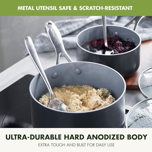 Hard Anodized Ceramic Nonstick Saucepan Pot Set with Lids, 2QT and 3QT G67748
