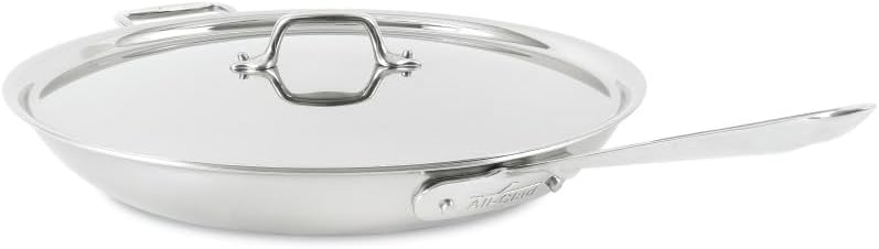 All-Clad D3 3-Ply Stainless Steel Fry Pan, 14 Inch, Induction, Oven Broiler Safe 500F, Lid Safe 350F, Pots and Pans, Cookware, Silver
