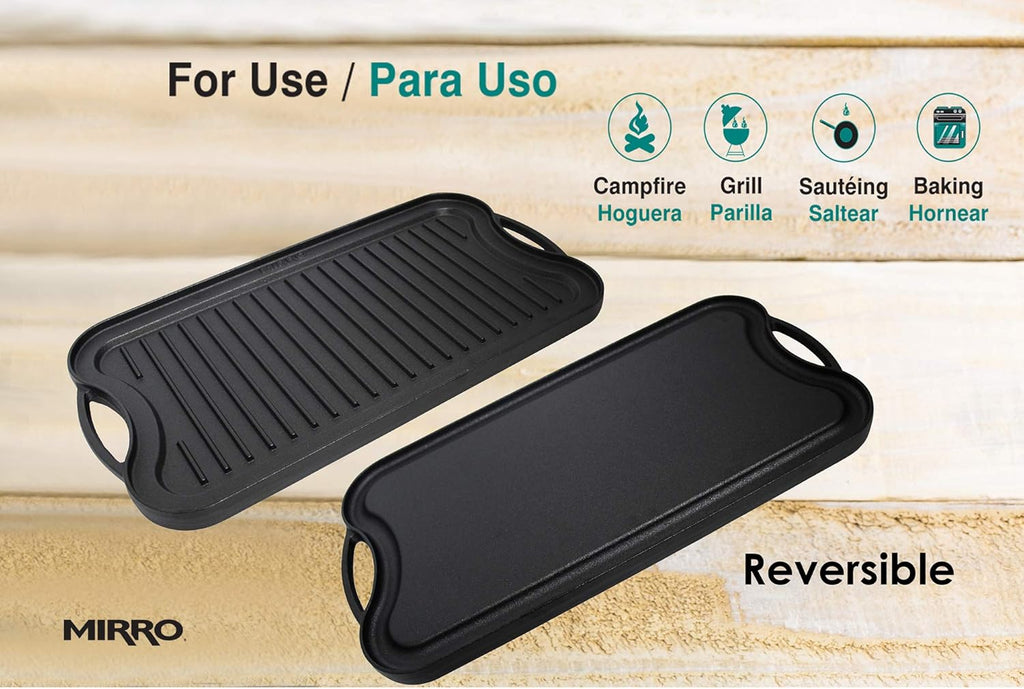 Cast Iron Reversible Grill Griddle with Handles, 20 Inch J386
