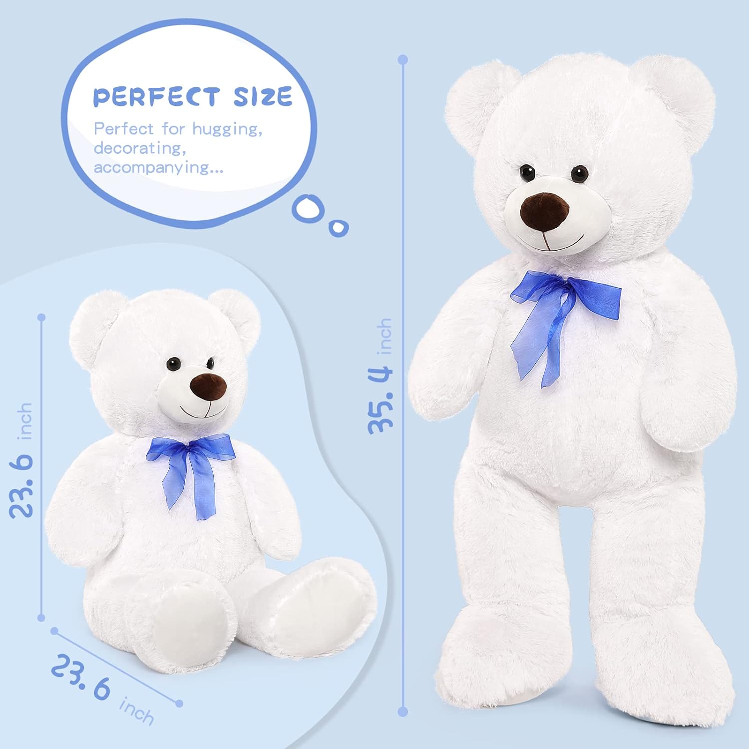 Giant Teddy Bear Stuffed Animal, 35.4 Inch Large Pink Plush Toy for Kids G743524