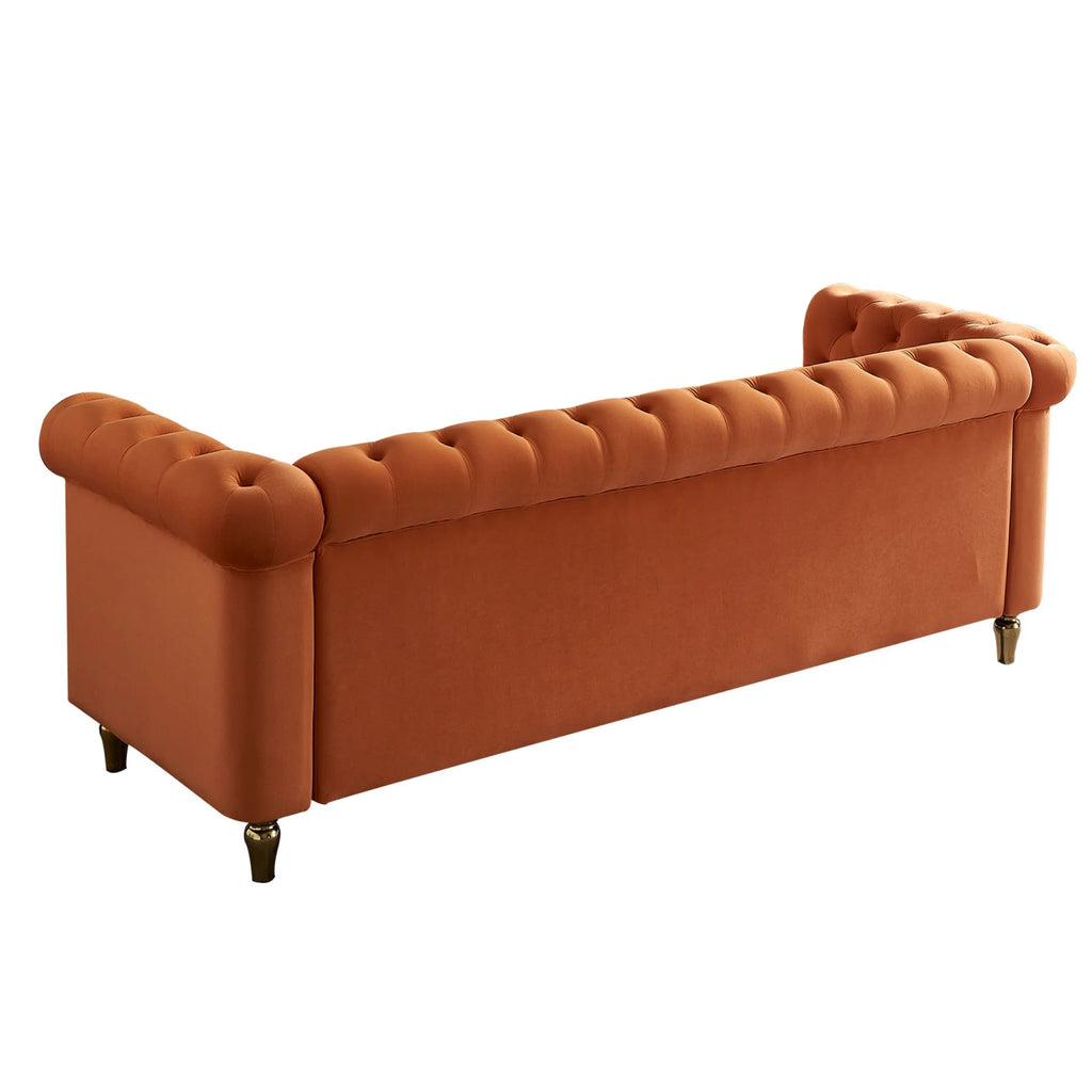 Velvet Sofa 84.65 inch for Living Room Orange W392936