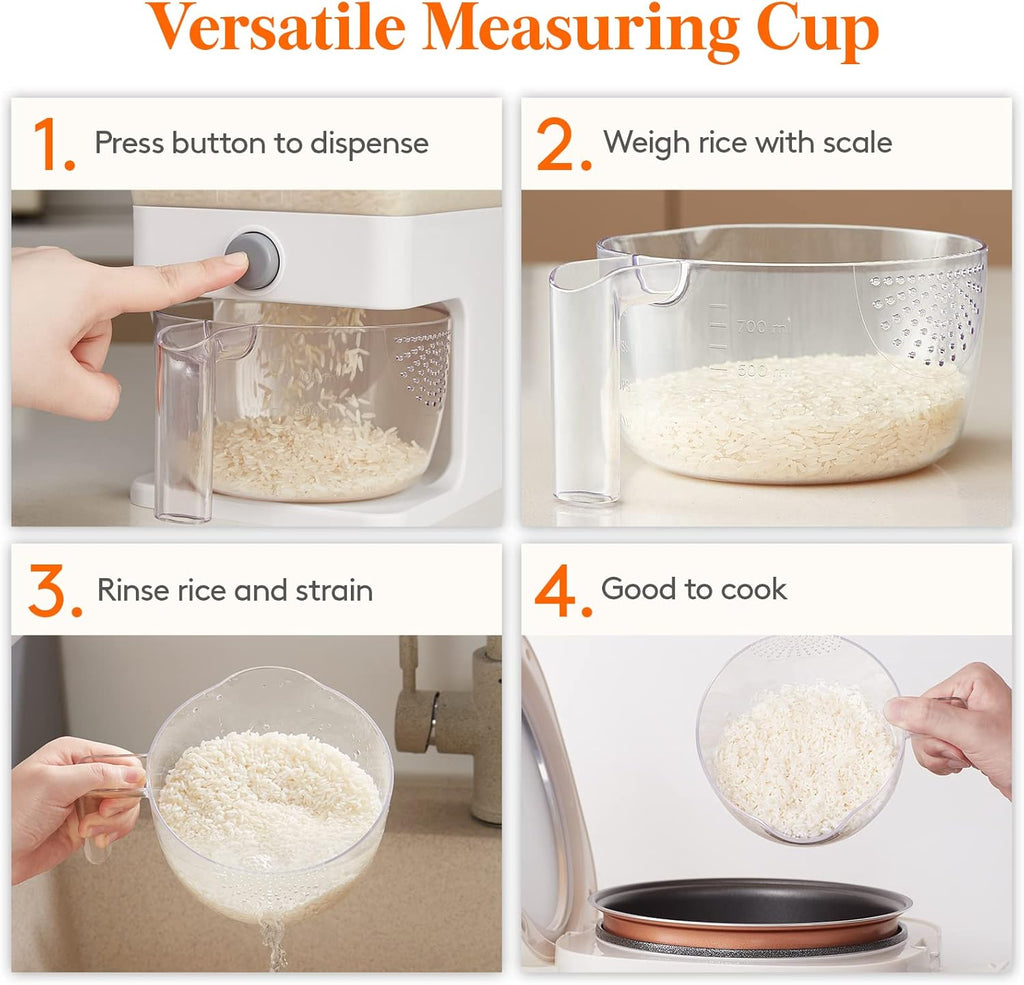 Rice Dispenser 25 Lbs, Sealed Storage Container for Kitchen Pantry V82898