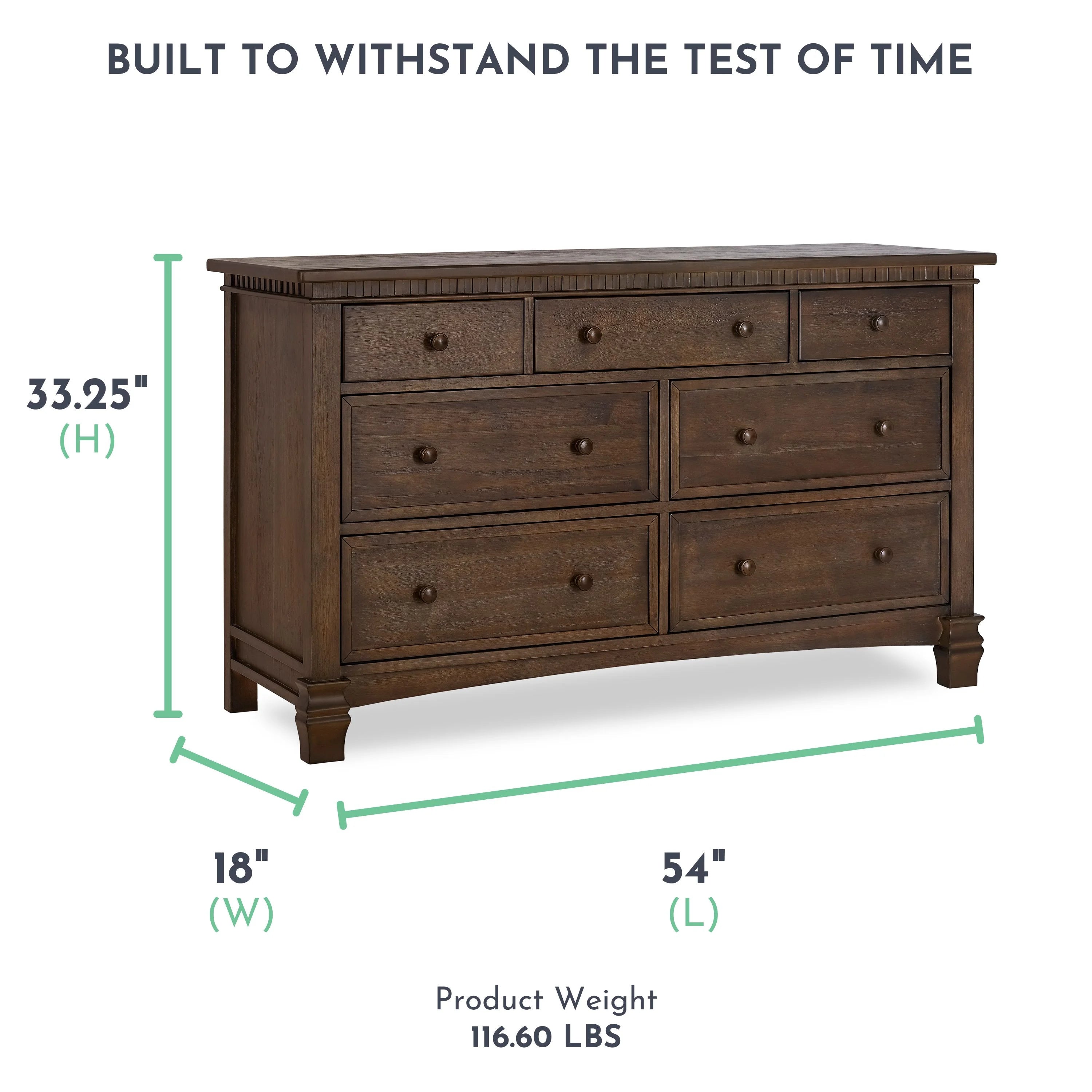 Antique Brown Double Dresser, 7 Drawers E338