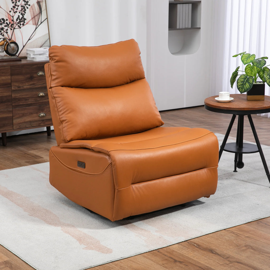 Genuine Leather Power Recliner Extra Wide No Armrests 350 lbs T829544