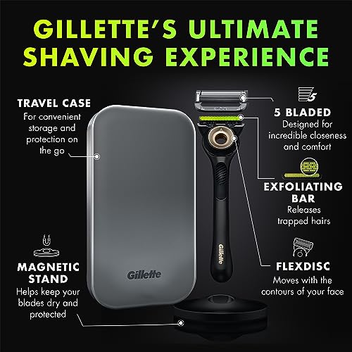 Men's Razor with Exfoliating Bar, 3 Blade Refills, Travel Case and Stand J314