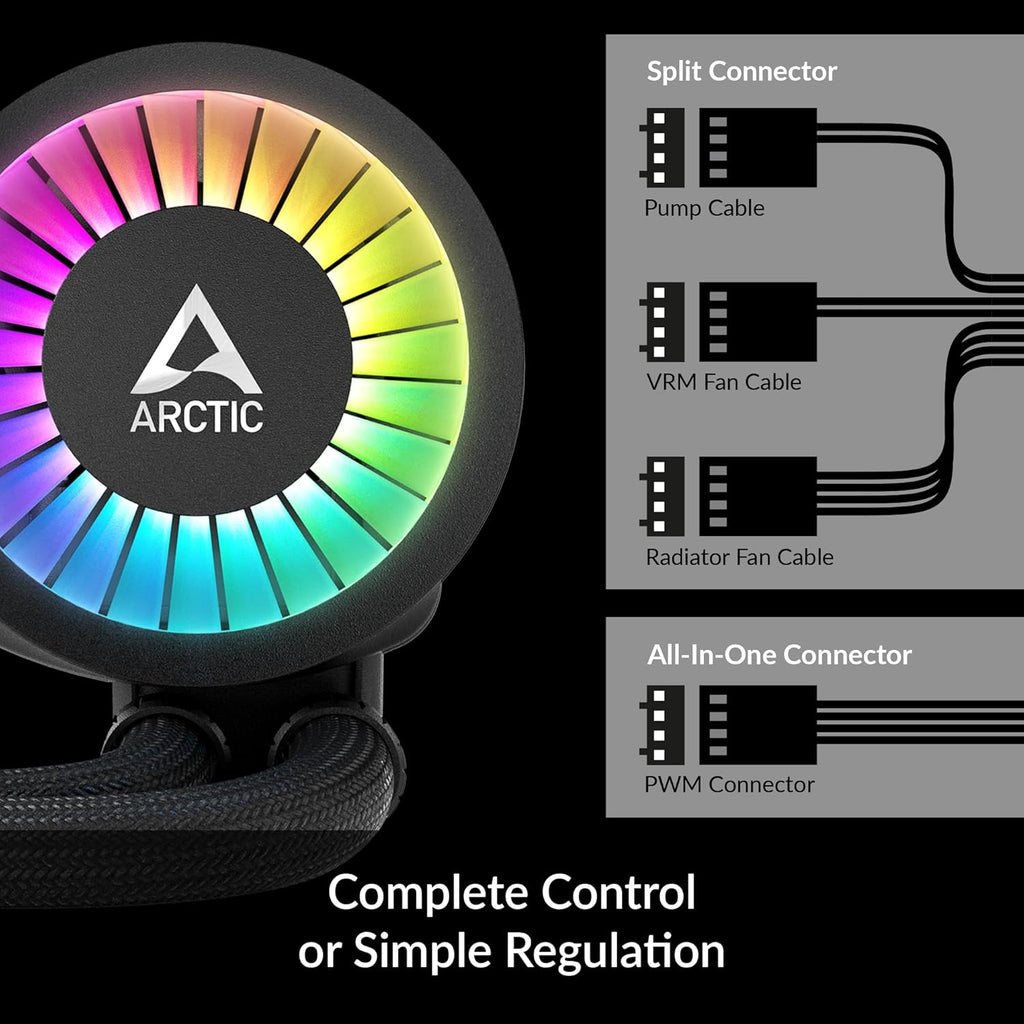 CPU AIO Water Cooler, PWM-Controlled Pump, Black J736313