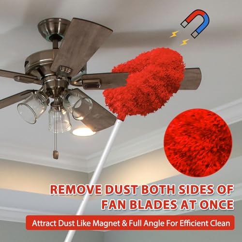 Ceiling Fan Cleaner Duster with Extension Handle, Reusable Microfiber L501