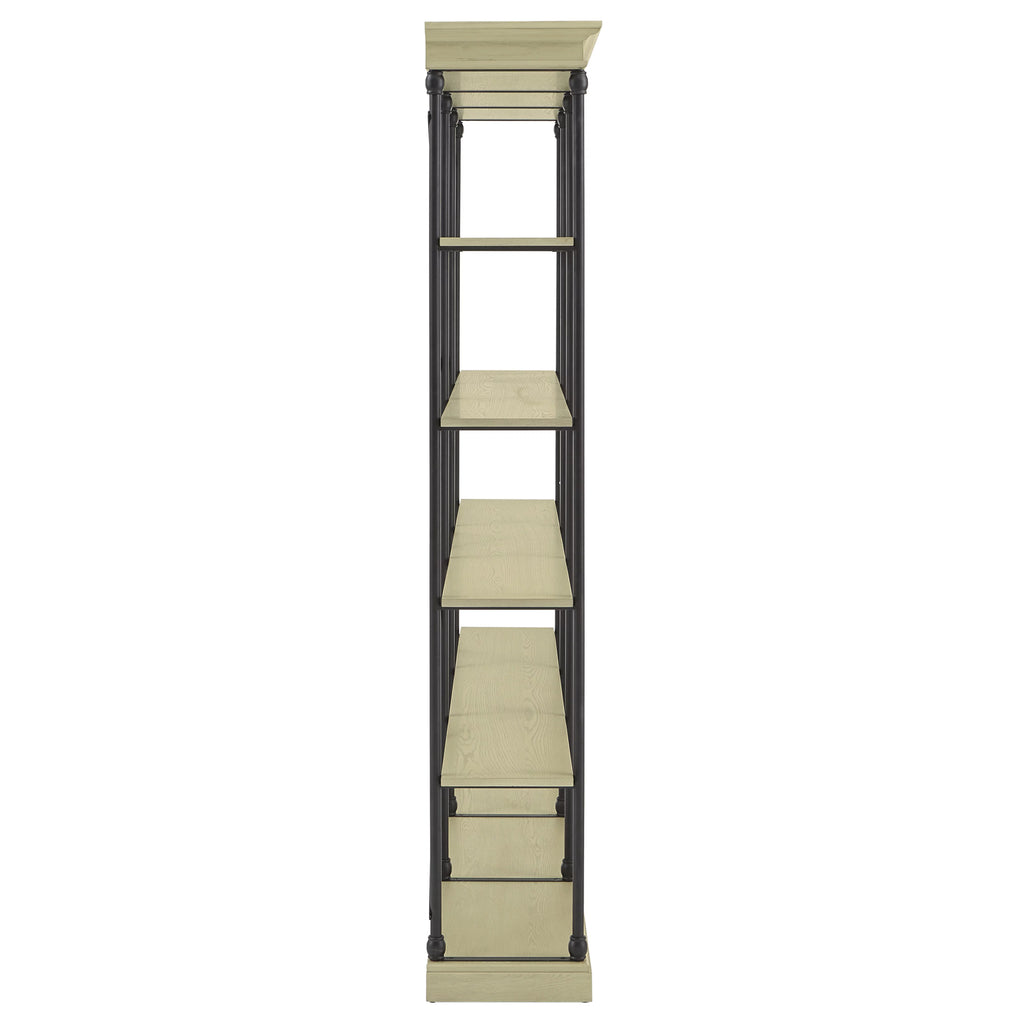 5 Shelf Triple Bookcase, Ivory/Black P1594