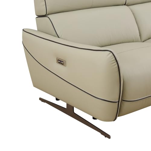 Beige Leather and PVC 3-Piece Recliner Sofa Set M6136