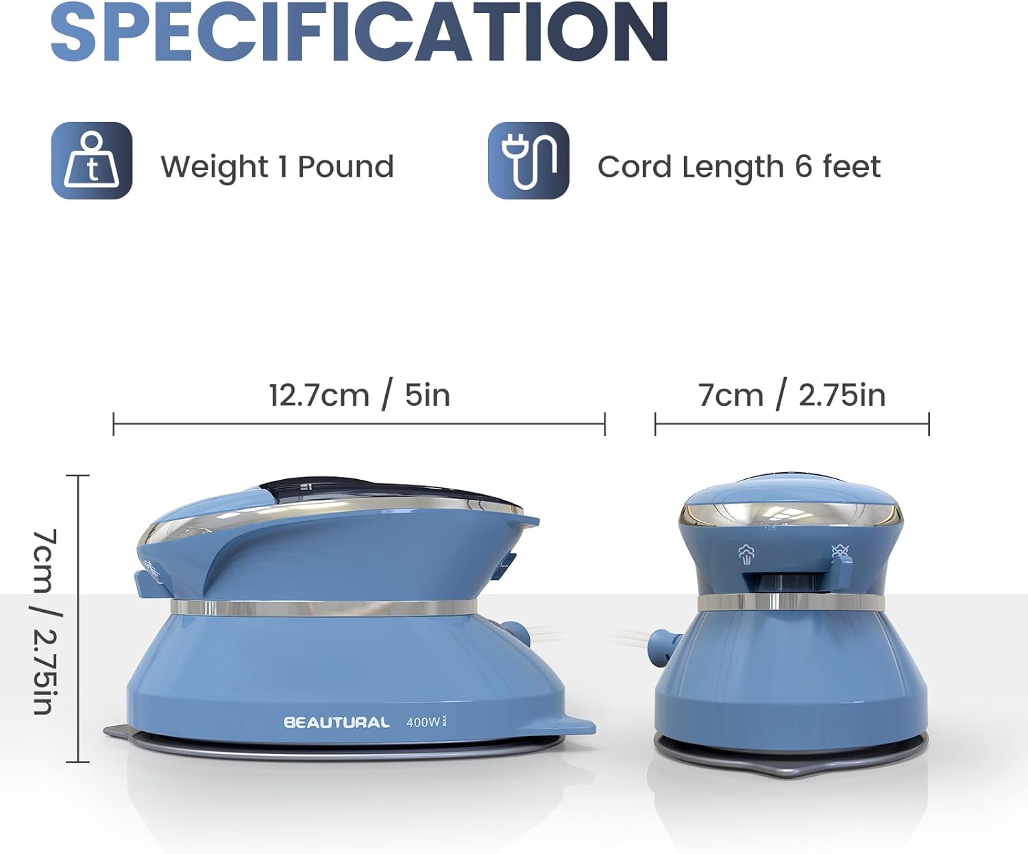 Mini Travel Steam Iron for Clothes with Dual Voltage, Non-Stick Soleplate Z9402