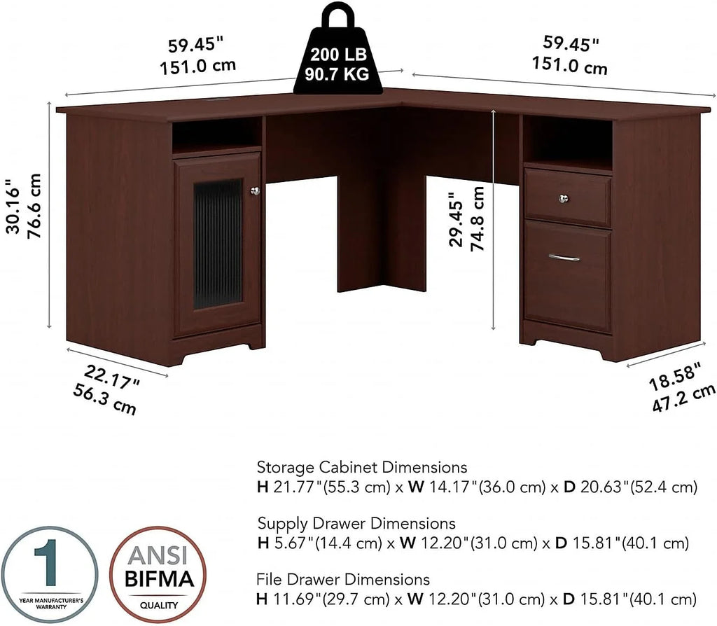 L Shaped Computer Desk with Drawers for Home Office Z486