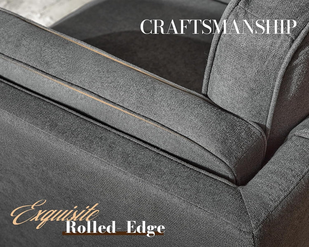 Modern Sofa with Embedded Arm Pillow, Dark Grey, 87 Inch S677743