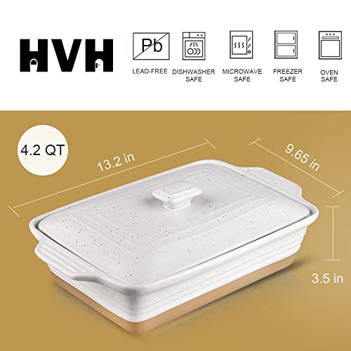 Ceramic Casserole Dish with Lid, 9x13, Oven Safe, 3.5 Quart, White T737676