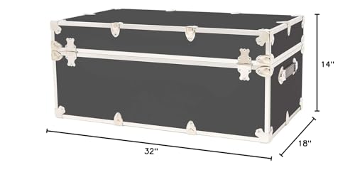 Large Armor College Trunk - Secure Dorm Storage Chest - Footlocker for Students - Strong Trunks with 1000+ Pounds Sitting Capacity 32"x18"x14" (Wine) X34545
