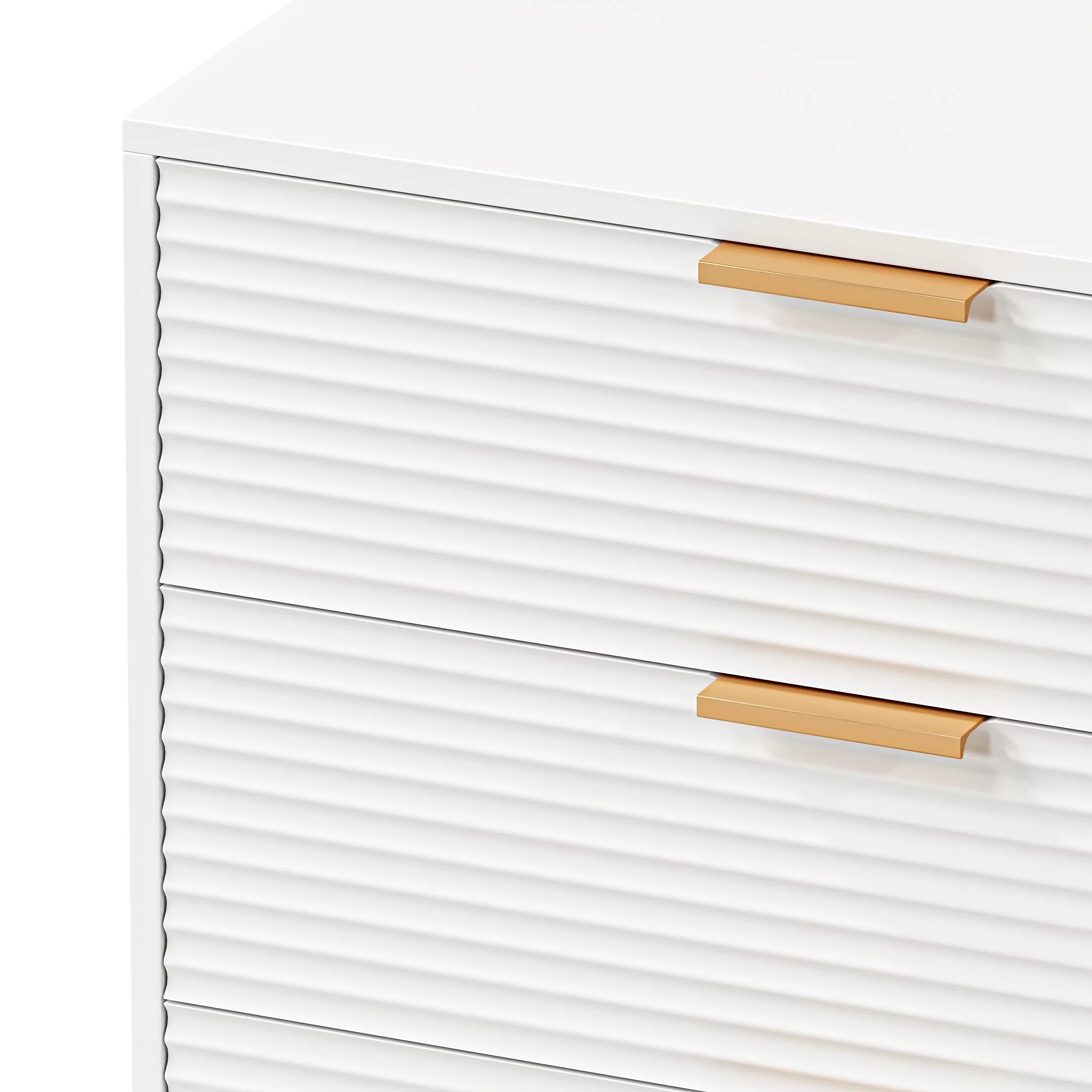 6 Drawer Dresser for Bedroom, Modern Creamy Wave Panel Wood Storage Cabinet X881
