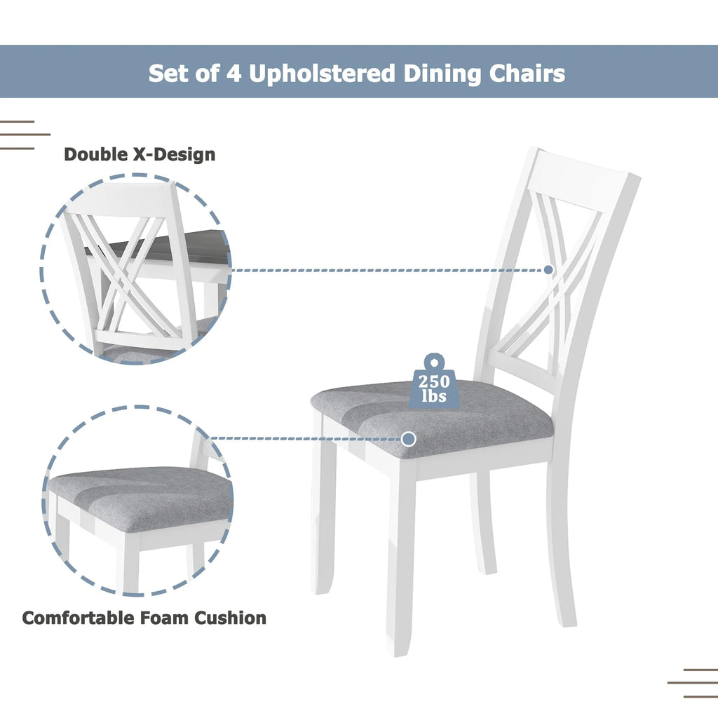 5-Piece Wood Dining Table Set with 4 Chairs C263940
