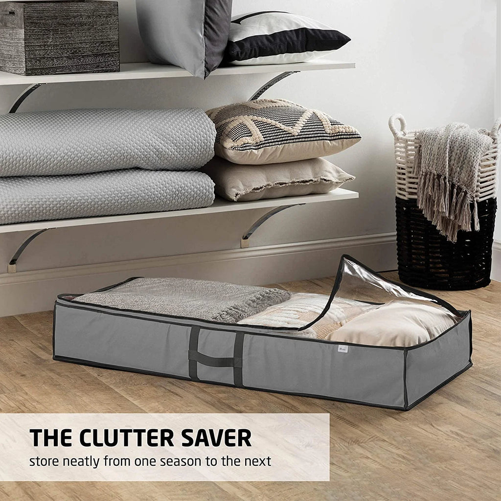 Underbed Storage Bag Organizer (2 Pack) with Handles and Clear Window R898
