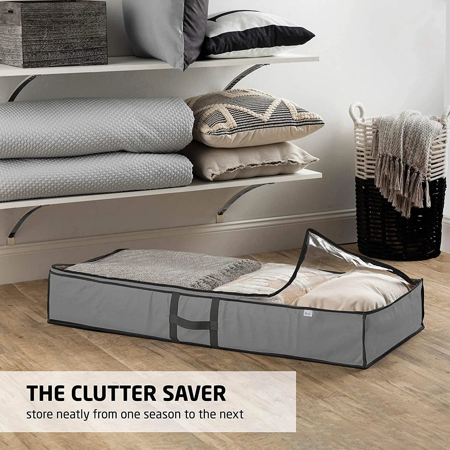 Underbed Storage Bag Organizer (2 Pack) with Handles and Clear Window R898