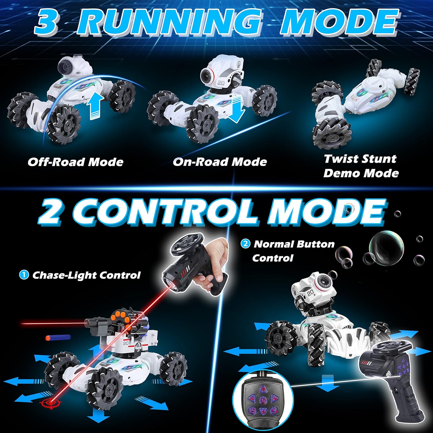 RC Tank Car with Shooting, Bubble, Spray, LED Light and Music G2858
