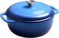 7.5 Quart Enamel Cast-Iron Round Dutch Oven, Family Style Heavy-Duty Pre-Seasoned Cookware for Home, Kitchen, Dining Room, Oven W/Lid, Dual Handles