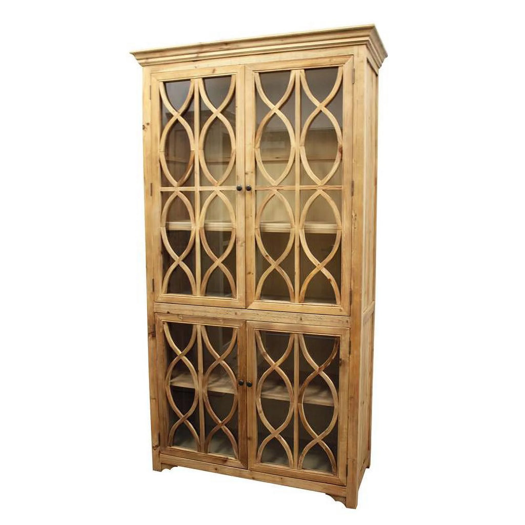 Solid Wood Glass Door Cabinet, Natural B19735