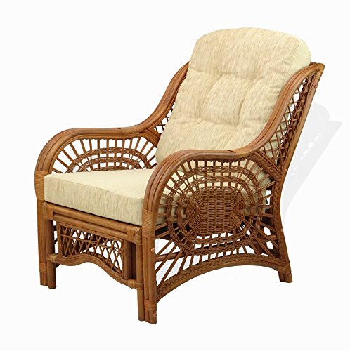 Natural Rattan Wicker Armchair with Cushion U12008