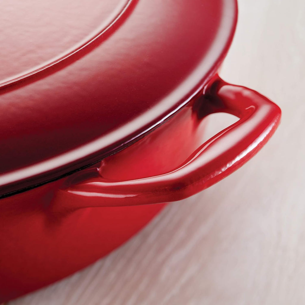 Enameled Cast Iron Saucier Pan with Lid, 3-Quart Red C5994