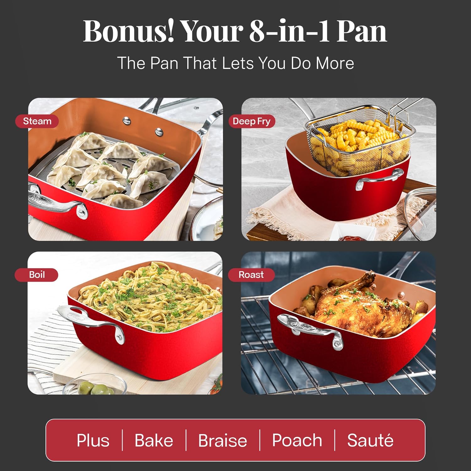 Nonstick Pots and Pans Set with Lids, Oven Safe H98429