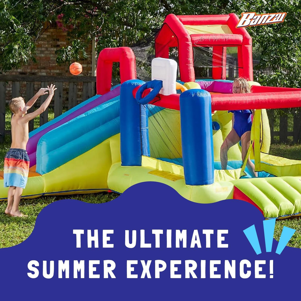 Bounce House with Slides, Basketball Hoops, Soccer Ball, and Blower C606