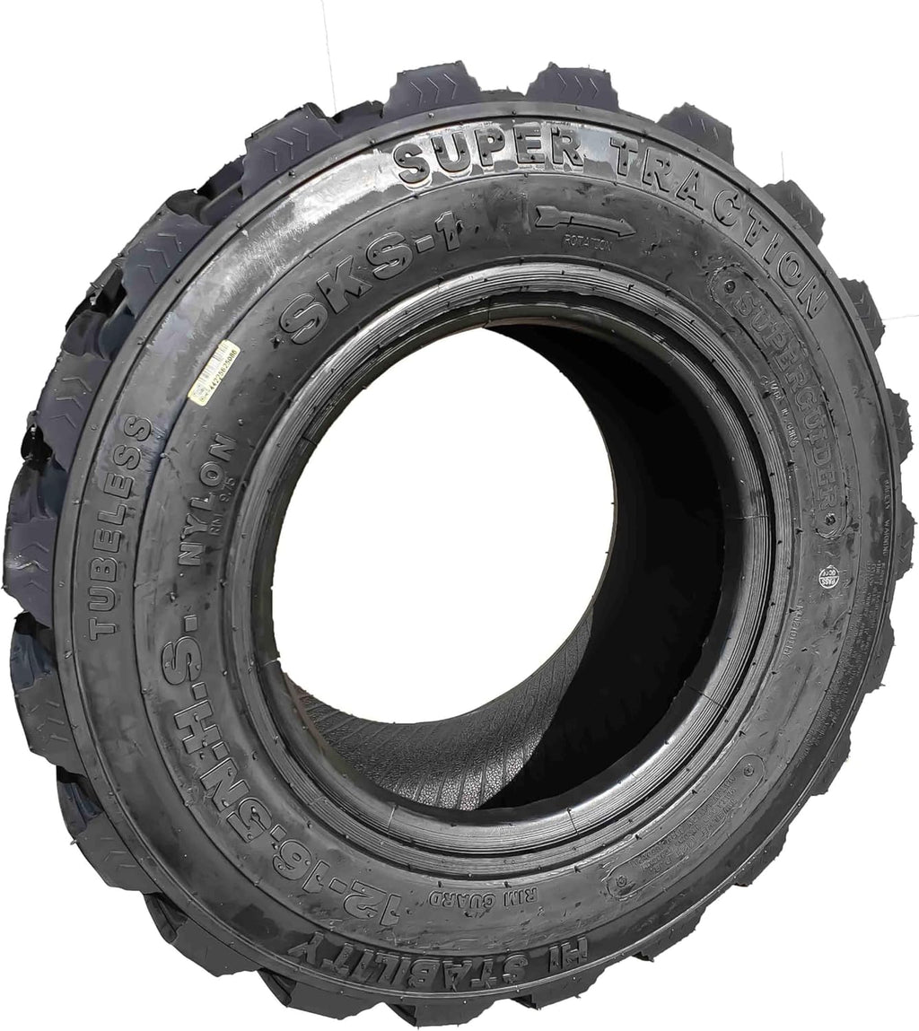 Heavy Duty 12x16.5 12 Ply Skid Steer Tire with Rim Guard F682