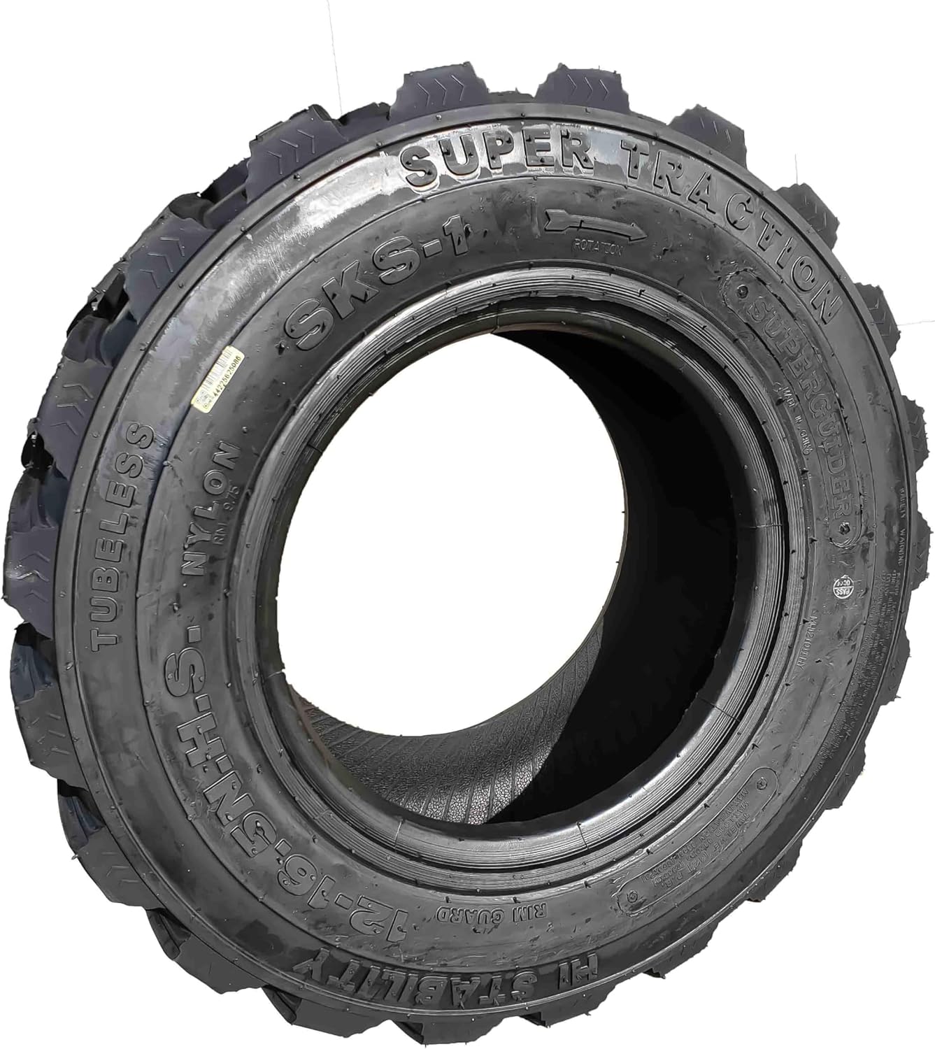 Heavy Duty 12x16.5 12 Ply Skid Steer Tire with Rim Guard F682