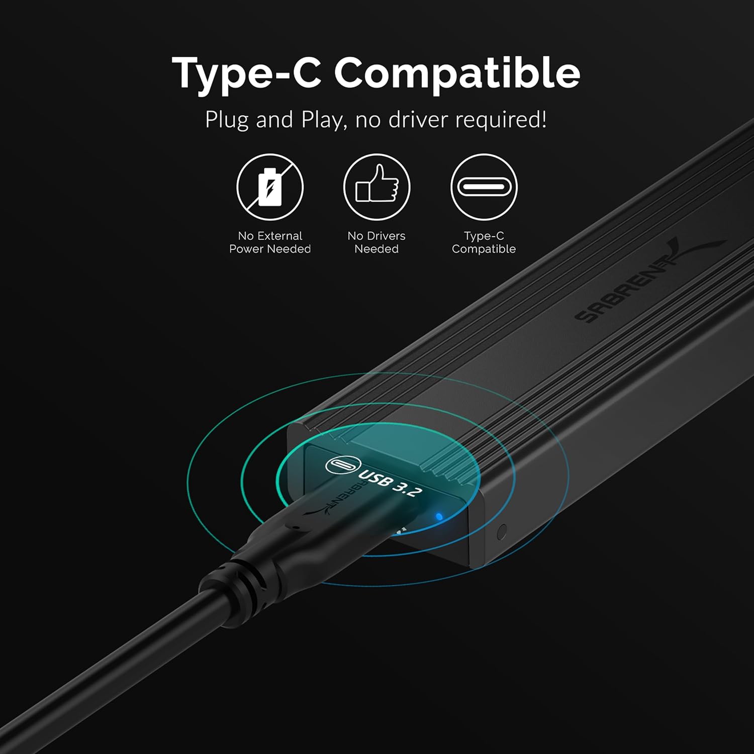 USB 3.2 10Gbps Type C Tool Free Enclosure for M.2 PCIe NVMe and SATA SSDs L812