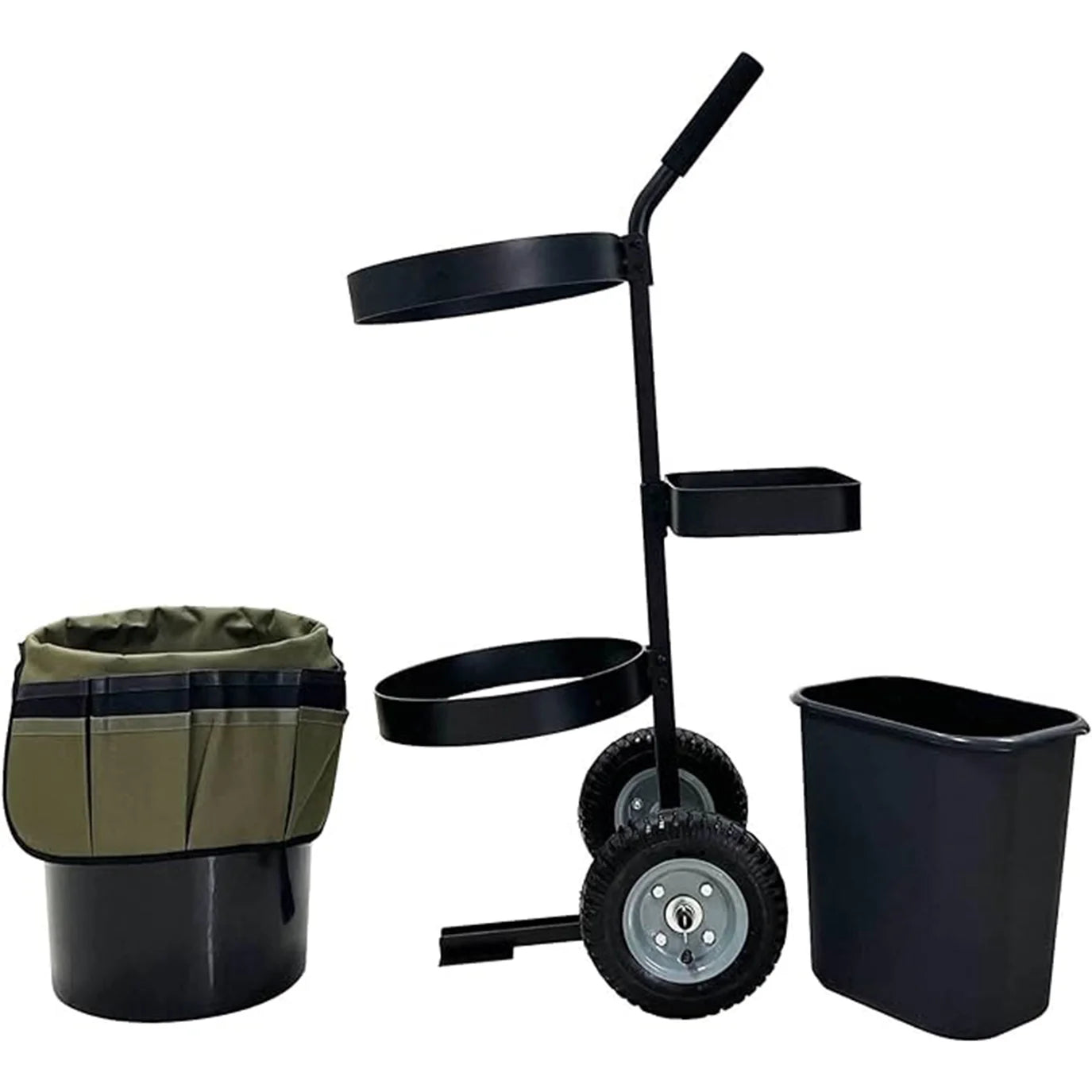 Heavy Duty Rolling Garden Cart with Tool Organizer and Bucket Bag T68987