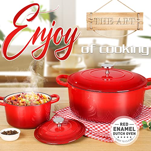 Enamel Cast Iron Dutch Oven with Lid, 6QT E8438