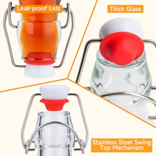 6-Pack 8.5oz Swing Top Glass Bottles with Airtight Caps Y62856