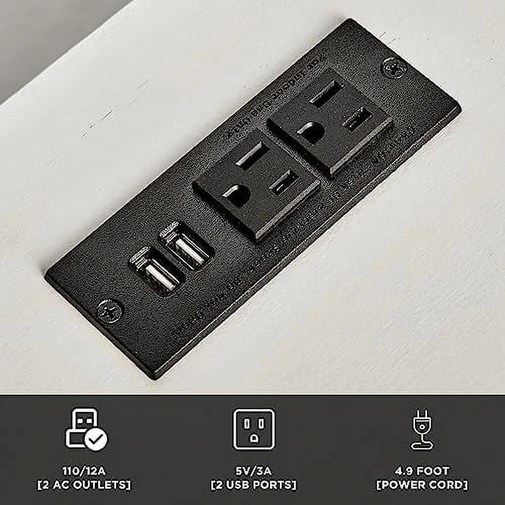 Set of 2 End Tables with Charging Station and Glass Door Z36679