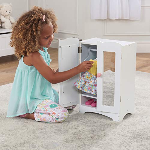 Wooden Doll Armoire with 6 Hangers for 18-Inch Dolls O873989