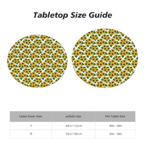 Fitted Round Tablecloth with Elastic Edge, Waterproof Oil-Proof, Fits 40"-44" Diameter Tables Y4601
