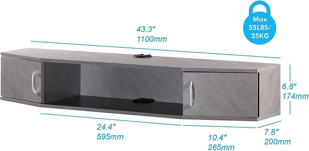 Floating TV Stand with Cabinet, Wall Mounted TV Shelf, 70'' C179431